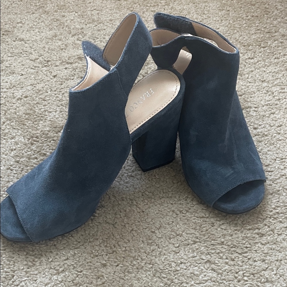 Franco Fortini Navy Suede Wedge Sandals